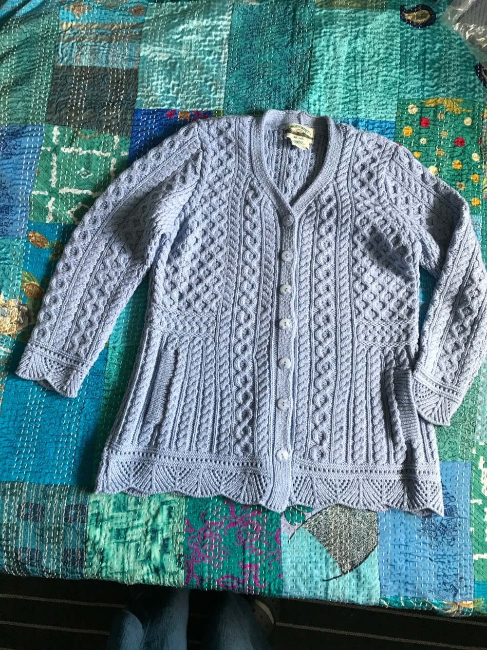 Aran Crafts cardigan, 100% merino wool L